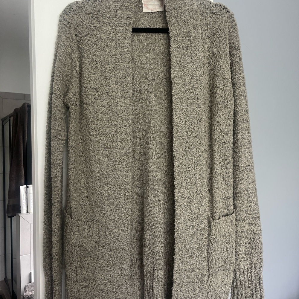 Ambiance Textured Gray Knit Cardigan